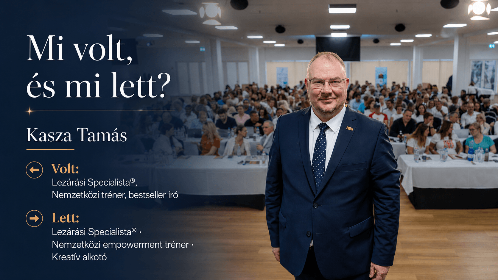 Kasza Tamás tréning résztvevők előtt